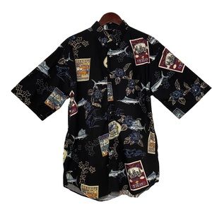Vintage Bimini Bay Outfitters Swordfish Short Sleeve Shirt Black